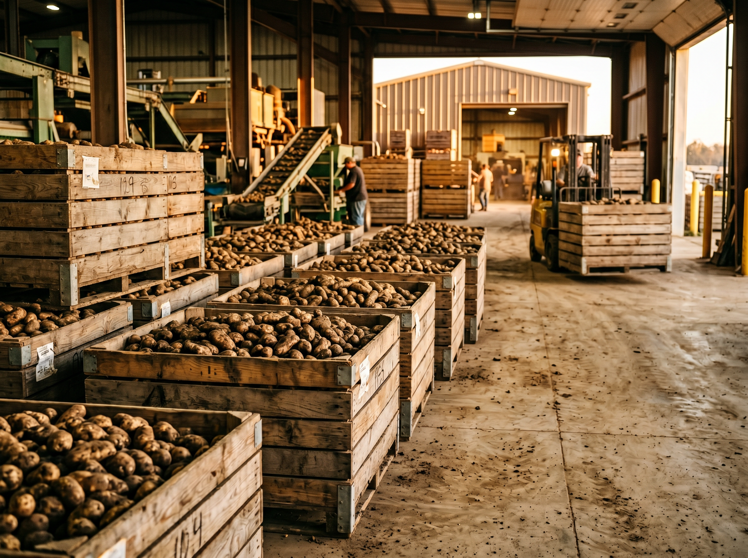 Commercial potato harvesting and processing facility